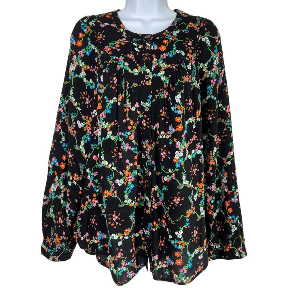 Anthropologie Maeve Cottage Avignon Button Down Top Floral Size Large‎ Boho Work